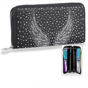 Rhinestone Wing Design Accordion Wallet